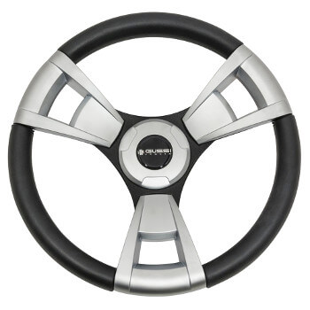 BuggiesUnlimited.com; EZGO TXT-RXV - Gussi Italia Model 13 Black Brushed Steering Wheel