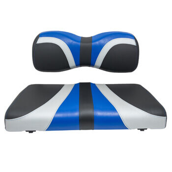 BuggiesUnlimited.com; 2007-Up Yamaha Drive 2 and G29/ Drive - RedDot Alpha Blue Silver and Black Blade Front Seat Cover
