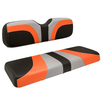 BuggiesUnlimited.com; 1994.5-Up EZGO TXT-RXV-T48 - Red Dot Blade Gray Orange and Black Front Seat Cover