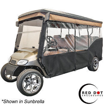 BuggiesUnlimited.com; 1996-16 EZGO TXT - Red Dot 3-Sided Black Soft Enclosure for Triple Track 120in Top