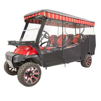 BuggiesUnlimited.com; 2004-Up Club Car Precedent - Red Dot 3 Sided Soft Enclosure for Triple Track 120in Top