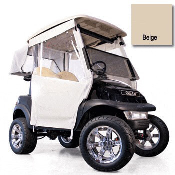 BuggiesUnlimited.com; 2007-16 Yamaha G29/ Drive w/  New Style OEM Top – RedDot Beige 3-Sided Track-Style Enclosure
