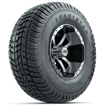BuggiesUnlimited.com; GTW Storm Trooper Machined/ Black 10 in Wheels with 205/ 65-10 Kenda Load Star Street Tires - Set of 4