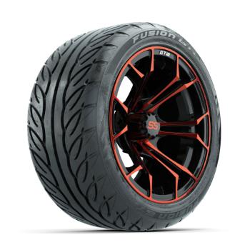 BuggiesUnlimited.com; GTW Spyder Red/ Black 14 in Wheels with 225/ 40-R14 Fusion GTR Street Tires – Set of 4