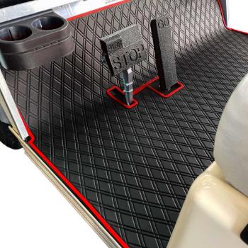 BuggiesUnlimited.com; Xtreme Floor Mats for Club Car DS & Villager - Black/ Red
