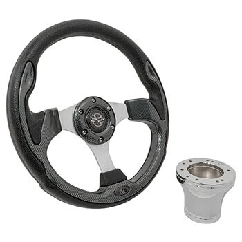 BuggiesUnlimited.com; 1982-Up Club Car DS - GTW Carbon Fiber Steering Wheel with Chrome Adaptor