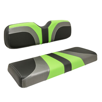 BuggiesUnlimited.com; 2004-Up Club Car Precedent - Red Dot Blade Lime Green Charcoal and Black Front Seat Cover