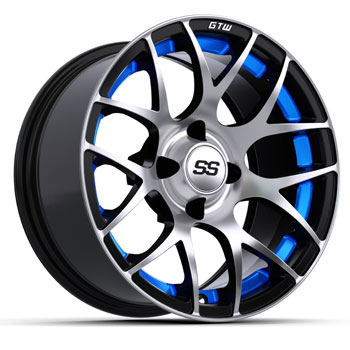 BuggiesUnlimited.com; GTW Pursuit Machined with Blue Finish Wheel - 14 Inch