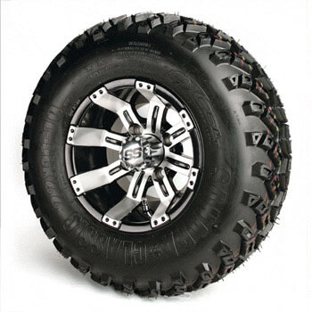 BuggiesUnlimited.com; GTW Tempest Machined/ Black 10 in Wheels with 205/ 50-10 Sahara Classic All Terrain Tires - Set of 4