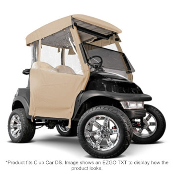 BuggiesUnlimited.com; 2000-Up Club Car DS Straight Back w/  Hooks - RedDot Beige 3-Sided Over-the-Top Enclosure