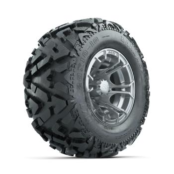 BuggiesUnlimited.com; GTW Spyder Silver Brush 10 in Wheels with 20x10-10 Barrage Mud Tires – Set of 4