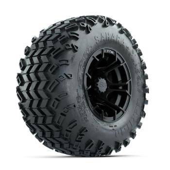 BuggiesUnlimited.com; GTW Spyder Matte Black 10 in Wheels with 22x11-10 Sahara Classic All Terrain Tires – Set of 4