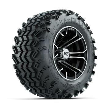 BuggiesUnlimited.com; GTW Spyder Machined/ Black 10 in Wheels with 18x9.50-10 Sahara Classic All Terrain Tires – Set of 4