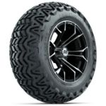GTW Machined/ Black Spyder 14 in Wheels with 23x10-14 GTW Predator All-Terrain Tires - Set of 4