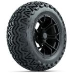 GTW Matte Black Spyder 14 in Wheels with 23x10-14 GTW Predator All-Terrain Tires - Set of 4