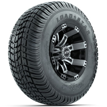 BuggiesUnlimited.com; GTW Tempest Machined/ Black 10 in Wheels with 205/ 65-10 Kenda Load Star Street Tires - Set of 4