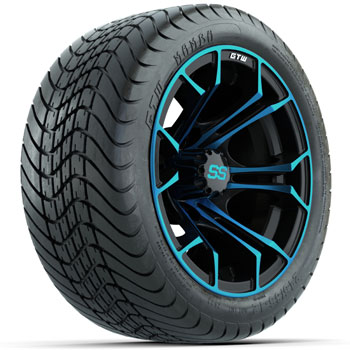 BuggiesUnlimited.com; GTW Blue/ Black Spyder 12 in Wheels with 215/ 35-12 Mamba Street Tires - Set of 4