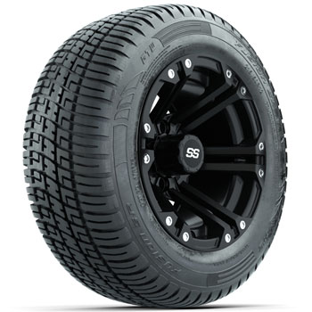 BuggiesUnlimited.com; GTW Matte Black Specter 12 in Wheels with 215/ 50-R12 Fusion S/ R Street Tires - Set of 4