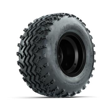 BuggiesUnlimited.com; GTW Steel Matte Black 2:5 Offset 8 in Wheels with 18x9.50-8 Rogue All Terrain Tires – Set of 4