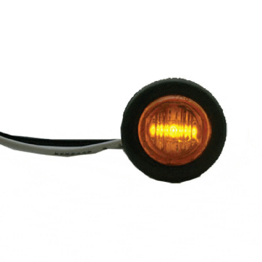 Amber 3/4" LED Round Light W/ Rubber Gasket Waterproof (Universal Fit)