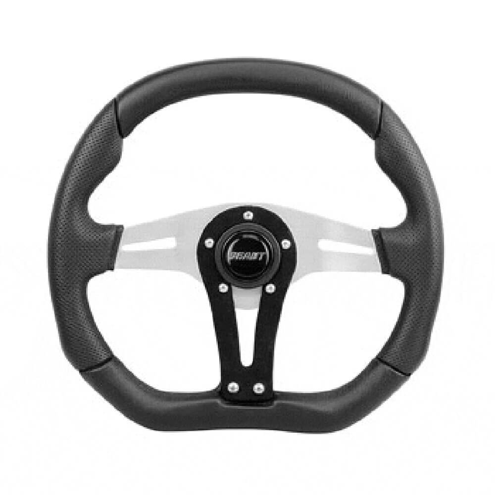 EZGO Flat Bottom Aluminum / Black Steering Wheel (Fits 1975Up)