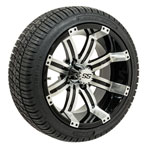 GTW Machined/ Black Tempest 14 in Wheels with 205/ 30-14 Fusion Street Tires - Set of 4
