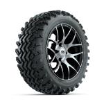 GTW Pursuit Machined/ Black 14 in Wheels with 23x10.00-14 Rogue All Terrain Tires – Set of 4