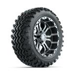 GTW Omega Machined/ Black 14 in Wheels with 23x10.00-14 Rogue All Terrain Tires – Set of 4