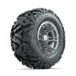 GTW Spyder Silver Brush 10 in Wheels with 20x10-10 Barrage Mud Tires – Set of 4