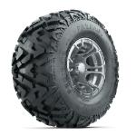 GTW Spyder Silver Brush 10 in Wheels with 22x10-10 Barrage Mud Tires – Set of 4