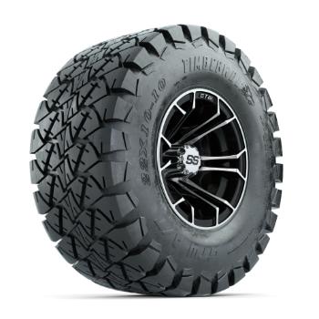 BuggiesUnlimited.com; GTW Spyder Machined/ Black 10 in Wheels with 22x10-10 Timberwolf All Terrain Tires – Set of 4