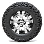GTW Vampire Black and Machined 12 in Wheels with 23 in Predator All-Terrain Tires - Set of 4
