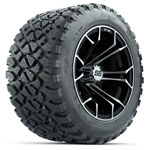GTW Machined/ Black Spyder 12 in Wheels with 20x10-R12 Nomad All-Terrain Tires - Set of 4