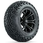 GTW Matte Machined/ Gray Spyder 14 in Wheels with 23x10-14 GTW Predator All-Terrain Tires - Set of 4