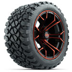 GTW Red/ Black Spyder 14 in Wheels with 23x10-14 Nomad All-Terrain Tires - Set of 4
