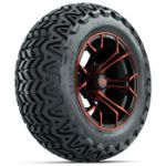 GTW Red/ Black Spyder 14 in Wheels with 23x10-14 GTW Predator All-Terrain Tires - Set of 4