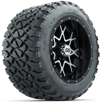 BuggiesUnlimited.com; GTW Matte Machined/ Black Vortex 12 in Wheels with 20x10-R12 Nomad All-Terrain Tires - Set of 4