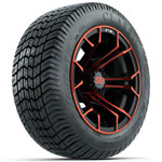GTW Red/ Black Spyder 12 in Wheels with 215/ 40-12 Excel Classic Street Tires - Set of 4