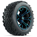GTW Spyder Blue/ Black 14 in Wheels with 23x10-14 Sahara Classic All-Terrain Tires - Set of 4