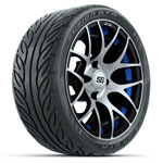 GTW Pursuit Black/ Blue 14 in Wheels with 205/ 40-R14 Fusion GTR Street Tires - Set of 4