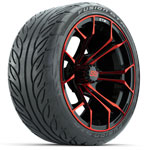 GTW Spyder Black/ Red 15 in Wheels with Fusion GTR Lo-Pro Street Tires - Set of 4