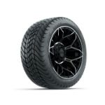 GTW Stellar Machined & Black 12 in Wheels with 215/ 35-12 Mamba Street Tires - Set of 4