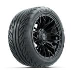GTW Stellar Matte Black 14 in Wheels with 225/ 40-R14 Fusion GTR Street Tires – Set of 4