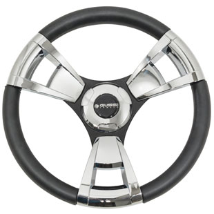 Gussi® Model 13 Black/Chrome Steering Wheel For Club Car DS