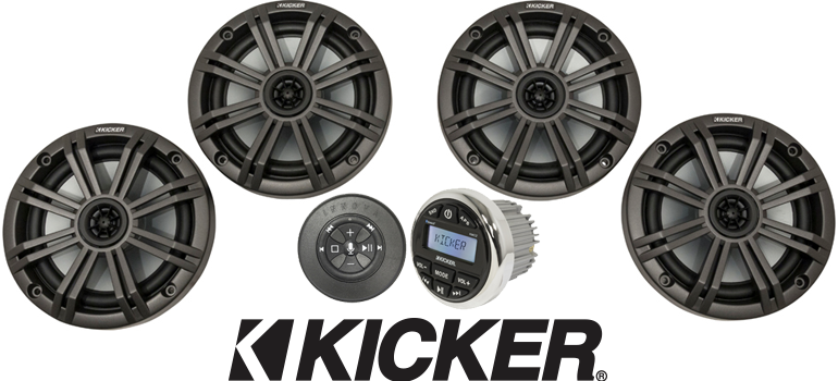 200W Weatherproof Gauge-Style Media Center with Bluetooth Powered By Kicker