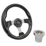 1994.5-Up EZGO - GTW Carbon Fiber Rally Steering Wheel with Chrome Adaptor