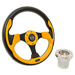 1994.5-Up EZGO - GTW Yellow Rally Steering Wheel with Chrome Adaptor