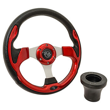 BuggiesUnlimited.com; 1985-Up Yamaha - GTW Red Rally Steering Wheel with Black Adaptor