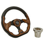 1982-Up Club Car DS - GTW Wood Grain racer Steering Wheel with Chrome Kit