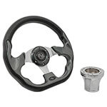 1982-Up Club Car DS - GTW Carbon-Fiber Racer Steering Wheel with Chrome Adaptor Kit